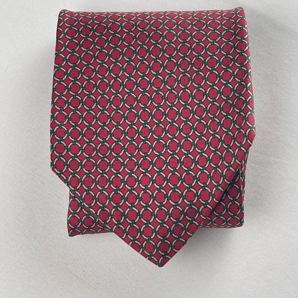 Bert Pulitzer Brown Label 100% Silk Red Tie Made in USA - Classic‎ 1990s Style
